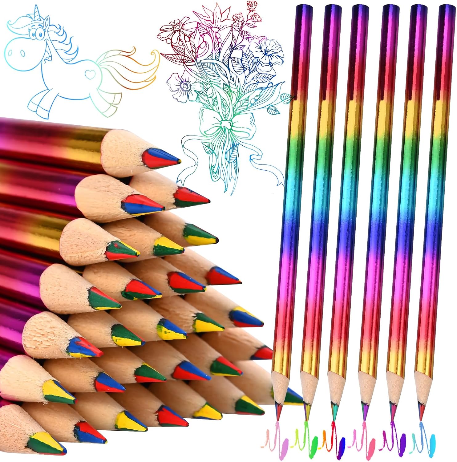 Rainbow 4-Color-in-1 Pencils (40)
